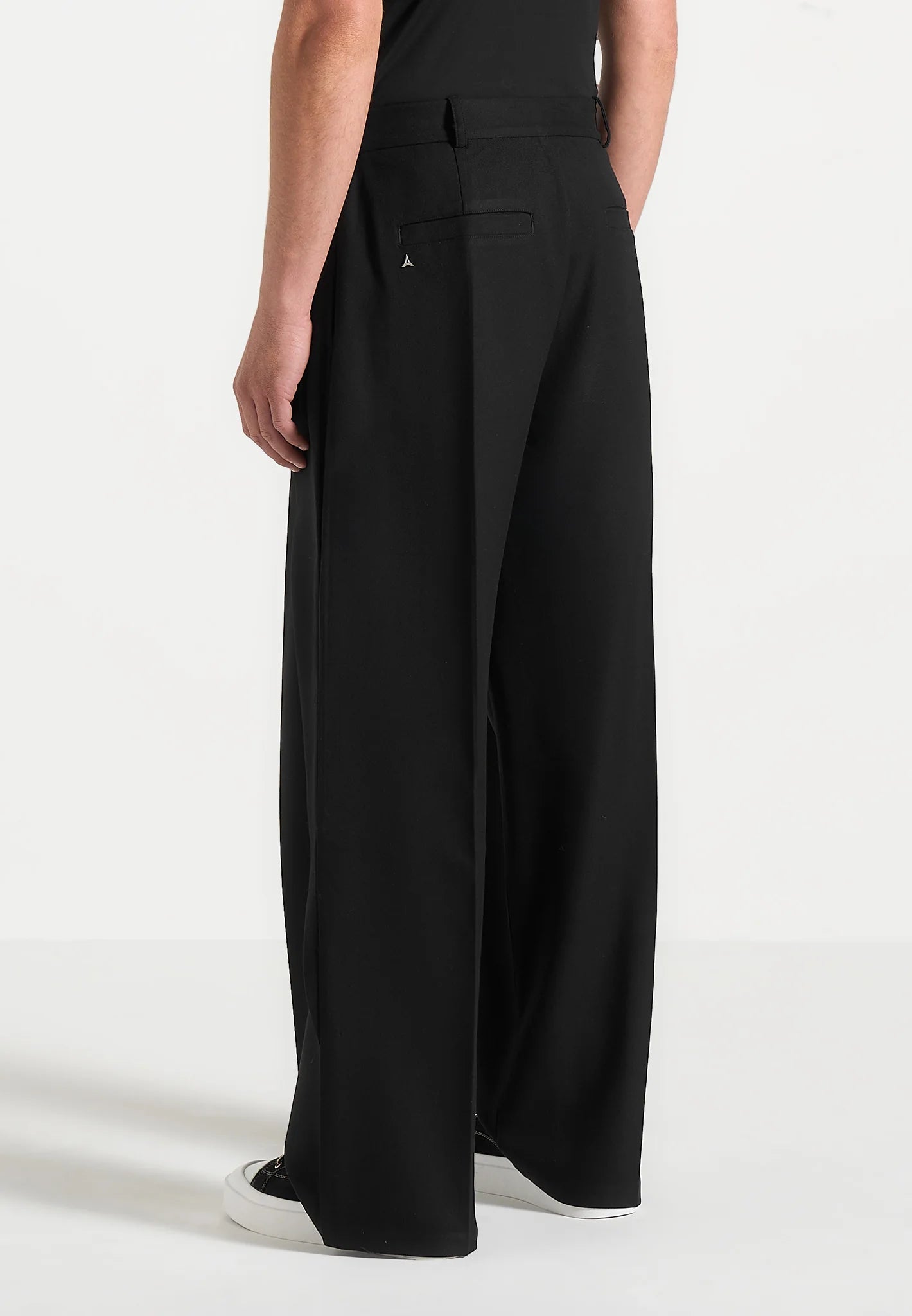 Carbon Black Relaxed Fit Wrap Leg Tailored Trouser By Emporeo