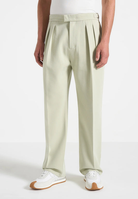 Lime Relaxed Fit Two Pleated Tailored Trouser By Emporeo