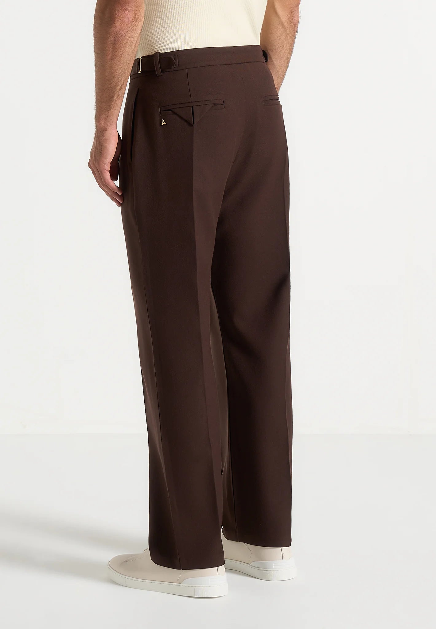 Dark Brown Relaxed Fit Two Pleated Tailored Trouser By Emporeo