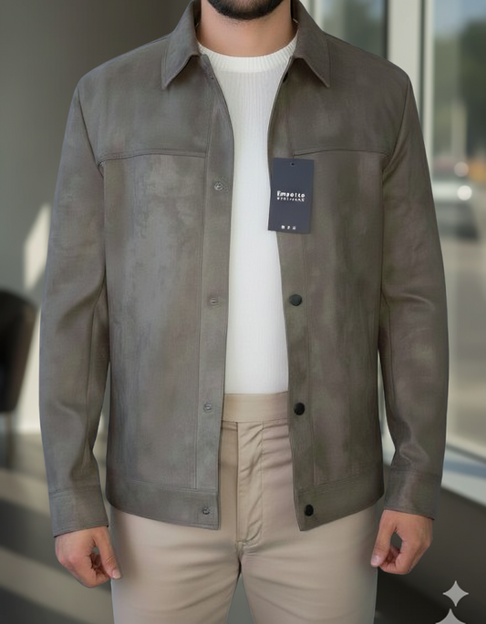 Olive Green Maverick Suede Jacket by Emporeo