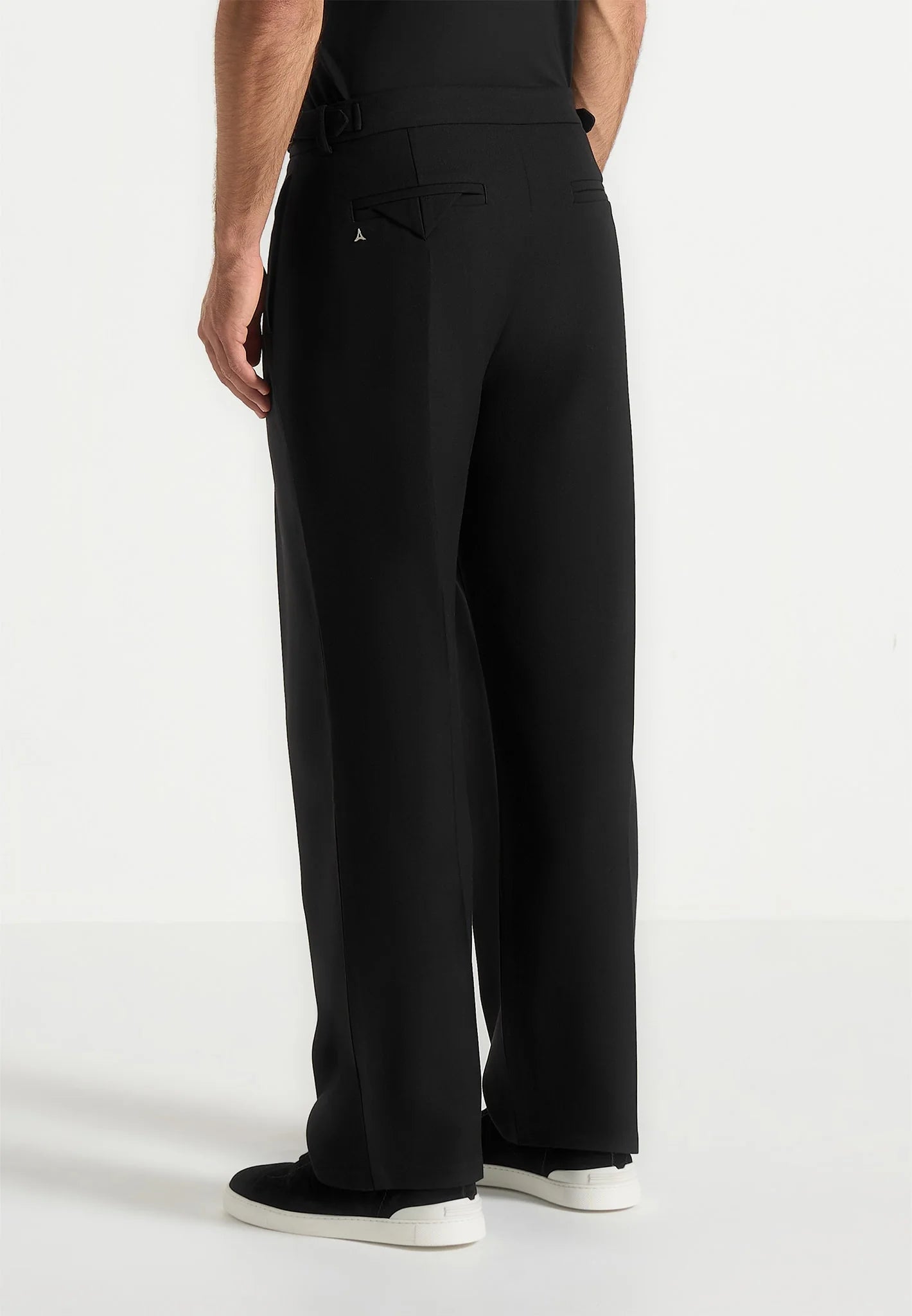 Midnight Black Relaxed Fit Two Pleated Tailored Trouser By Emporeo