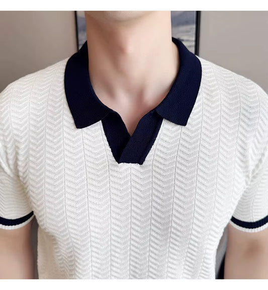 Frost White Aura Knit Polo by Emporeo