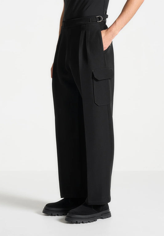 Black Relaxed Fit Twill Pocket Trouser By Emporeo