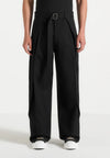 Carbon Black Relaxed Fit Wrap Leg Tailored Trouser By Emporeo