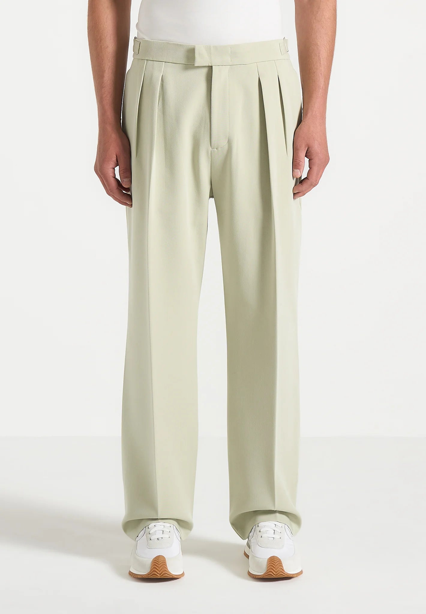 Lime Relaxed Fit Two Pleated Tailored Trouser By Emporeo