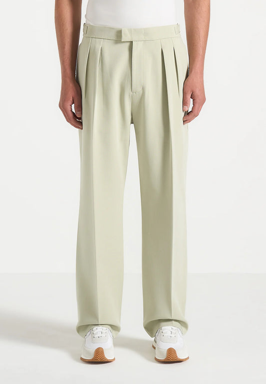 Lime Relaxed Fit Two Pleated Tailored Trouser By Emporeo