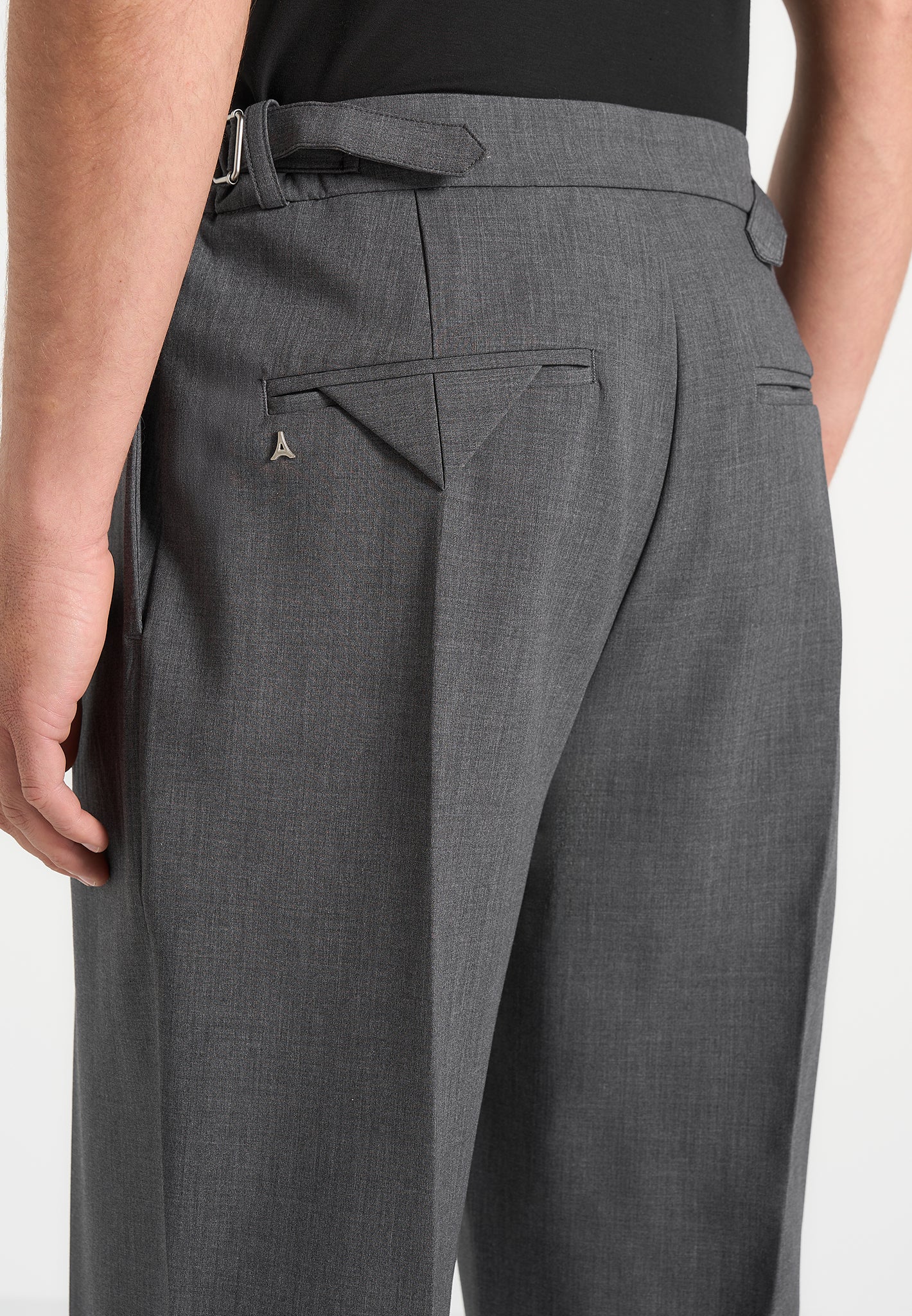 Elephant Grey Relaxed Fit Two Pleated Tailored Trouser By Emporeo