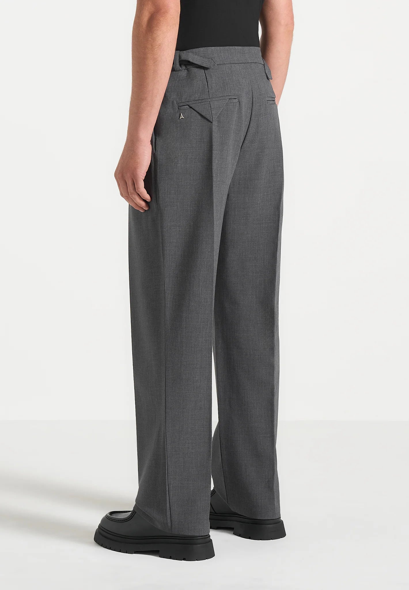 Elephant Grey Relaxed Fit Two Pleated Tailored Trouser By Emporeo