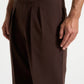 Dark Brown Relaxed Fit Two Pleated Tailored Trouser By Emporeo