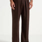 Dark Brown Relaxed Fit Two Pleated Tailored Trouser By Emporeo