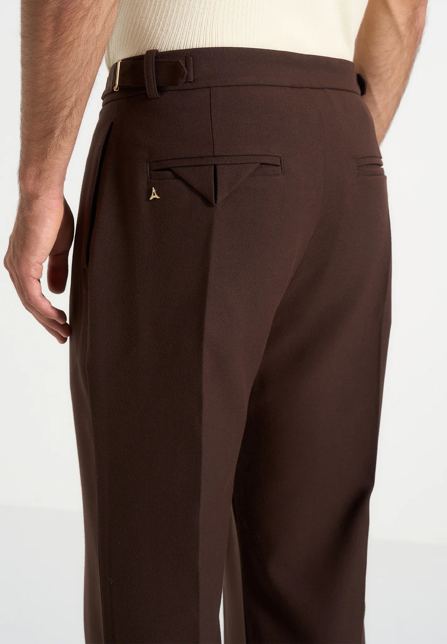 Dark Brown Relaxed Fit Two Pleated Tailored Trouser By Emporeo