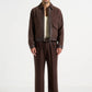Dark Brown Relaxed Fit Two Pleated Tailored Trouser By Emporeo
