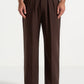 Dark Brown Relaxed Fit Two Pleated Tailored Trouser By Emporeo