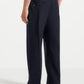 Navy Blue  Relaxed Fit Two Pleated Tailored Trouser By Emporeo