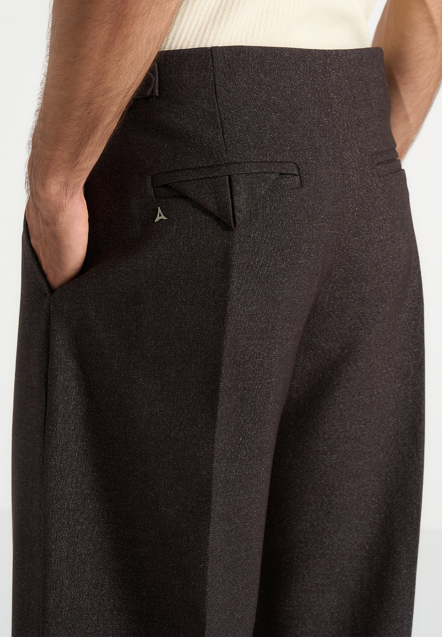 Brown Box Pleat Wide Leg Trousers By Emporeo