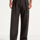 Brown Box Pleat Wide Leg Trousers By Emporeo