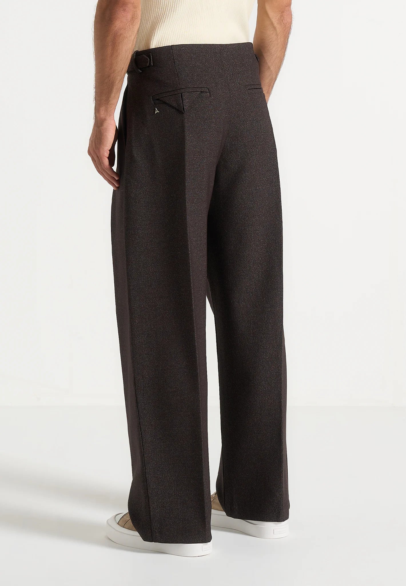 Brown Box Pleat Wide Leg Trousers By Emporeo