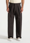 Brown Box Pleat Wide Leg Trousers By Emporeo