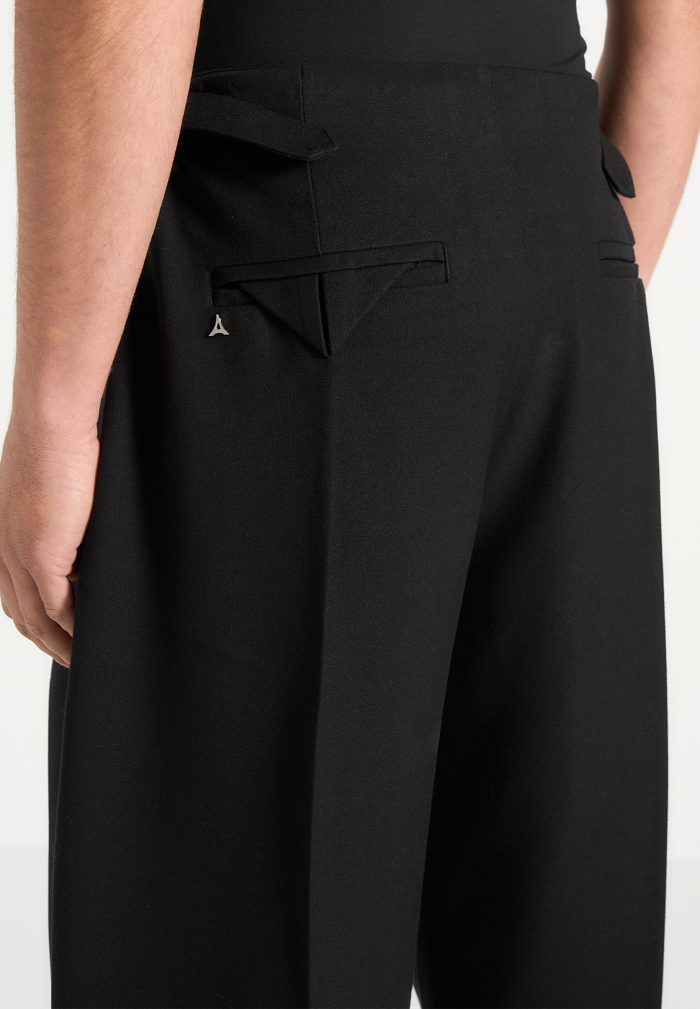 Noir Black Box Pleat Wide Leg Trousers By Emporeo