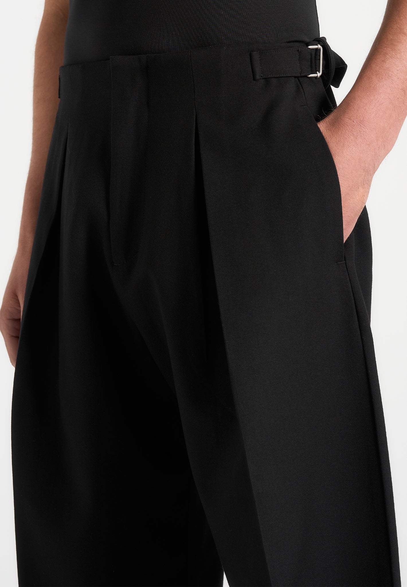 Noir Black Box Pleat Wide Leg Trousers By Emporeo