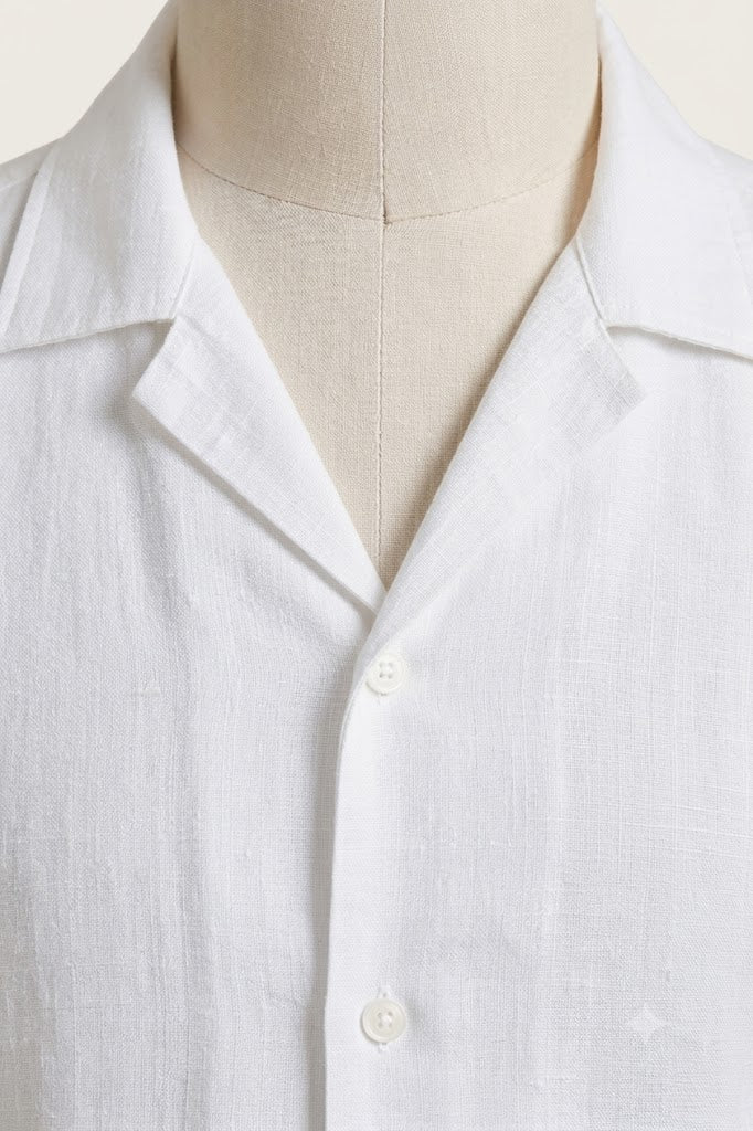 Men's White Linen Cuban Collar Shirt – Premium Resort & Beach Linen Shirt