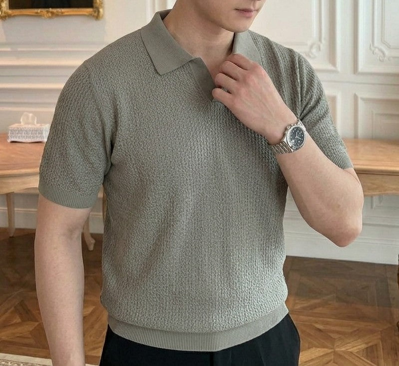 Grey Royal Knit Polo by Emporeo