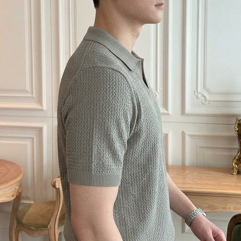 Grey Royal Knit Polo by Emporeo