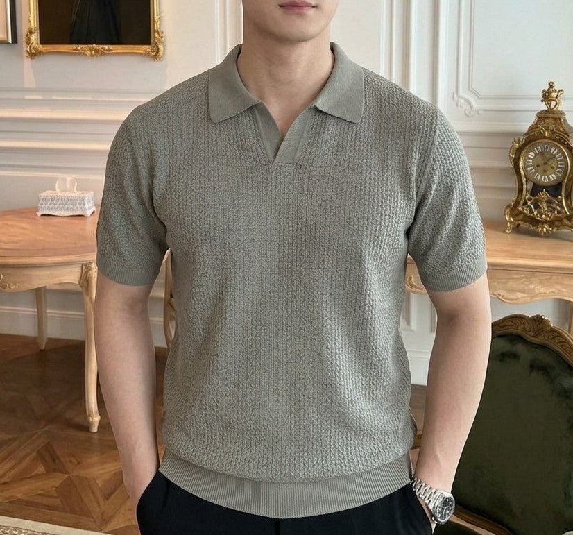 Grey Royal Knit Polo by Emporeo