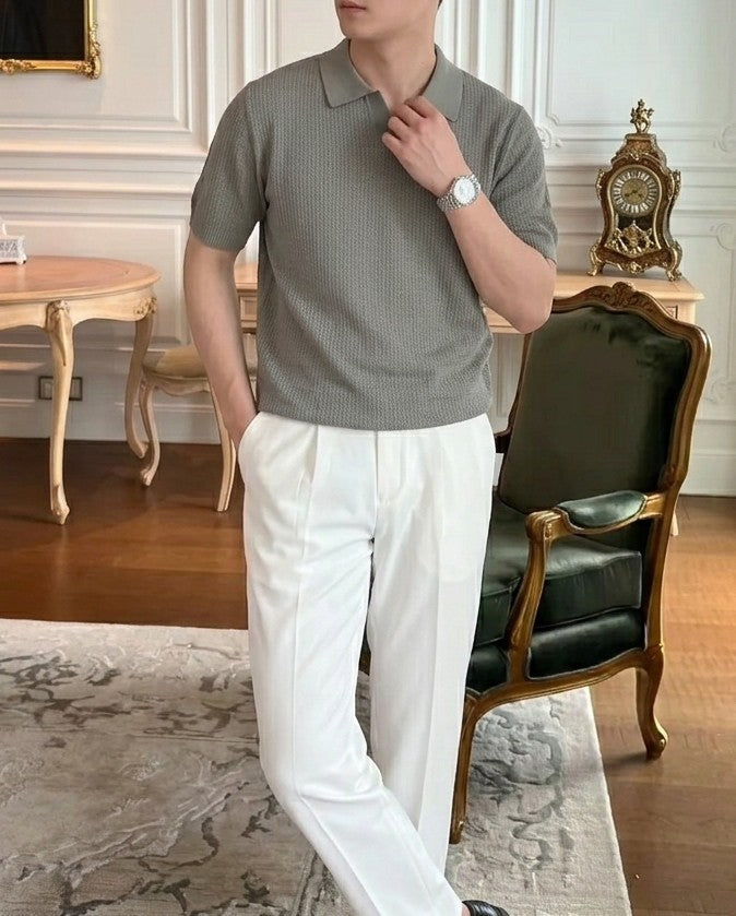 Grey Royal Knit Polo by Emporeo