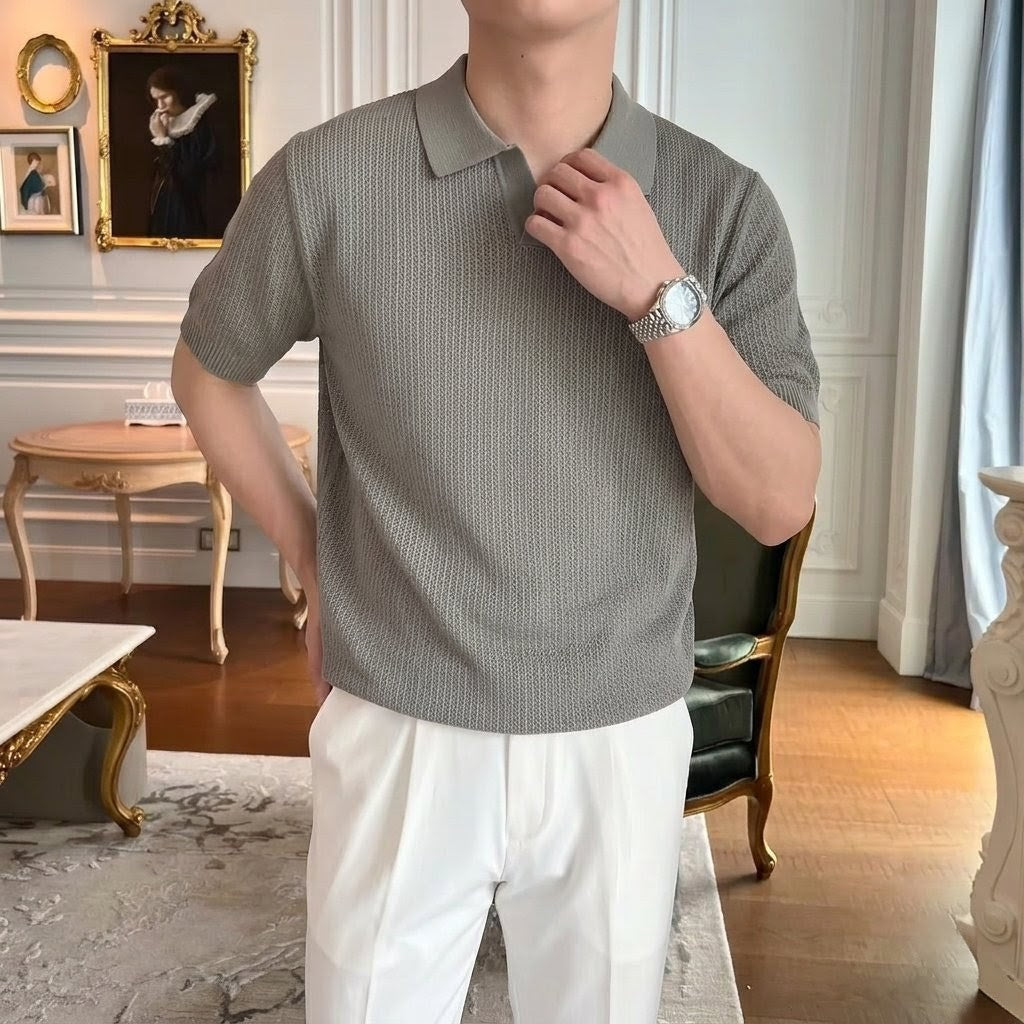 Grey Royal Knit Polo by Emporeo