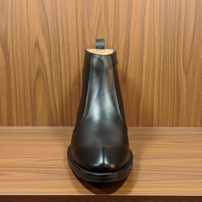 Emporeo Genuine Leather Zip Ankle Boots – Black