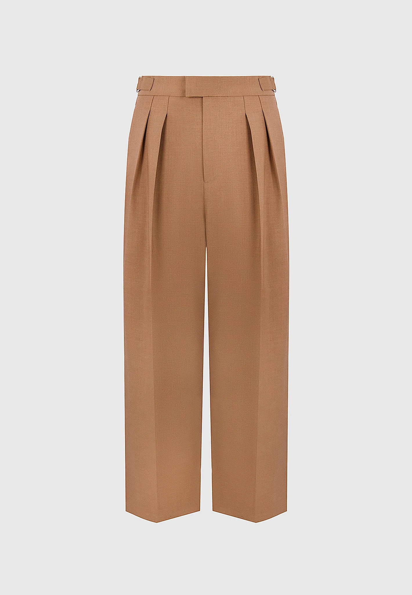 Light Brown Relaxed Fit Two Pleated Tailored Trouser By Emporeo