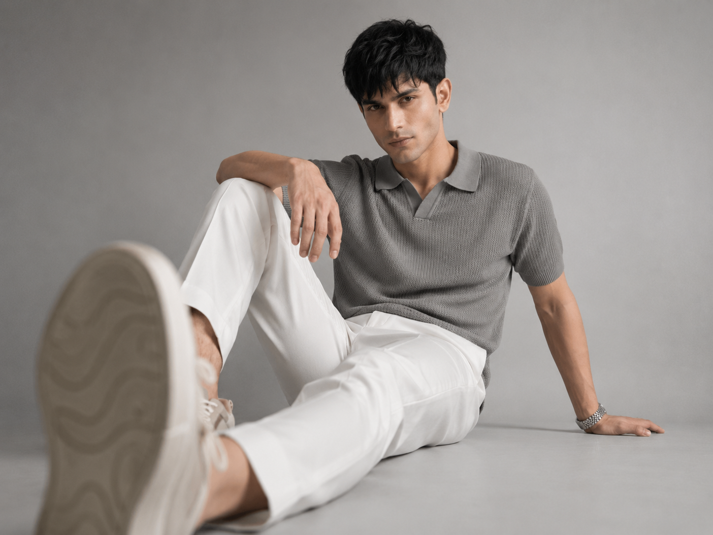 Grey Royal Knit Polo by Emporeo