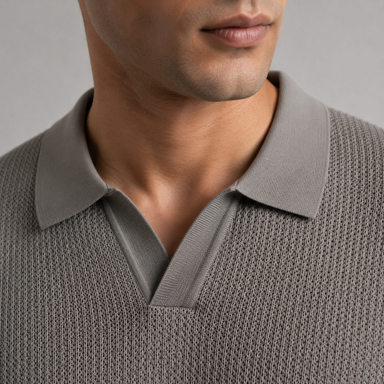 Grey Royal Knit Polo by Emporeo
