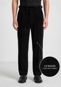Black Two Pleated Relaxed Fit Corduroy Trouser by Emporeo