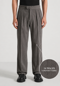 Dark Grey Two Pleated Relaxed Fit Corduroy Trouser by Emporeo