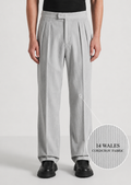 Light Grey Two Pleated Relaxed Fit Corduroy Trouser by Emporeo