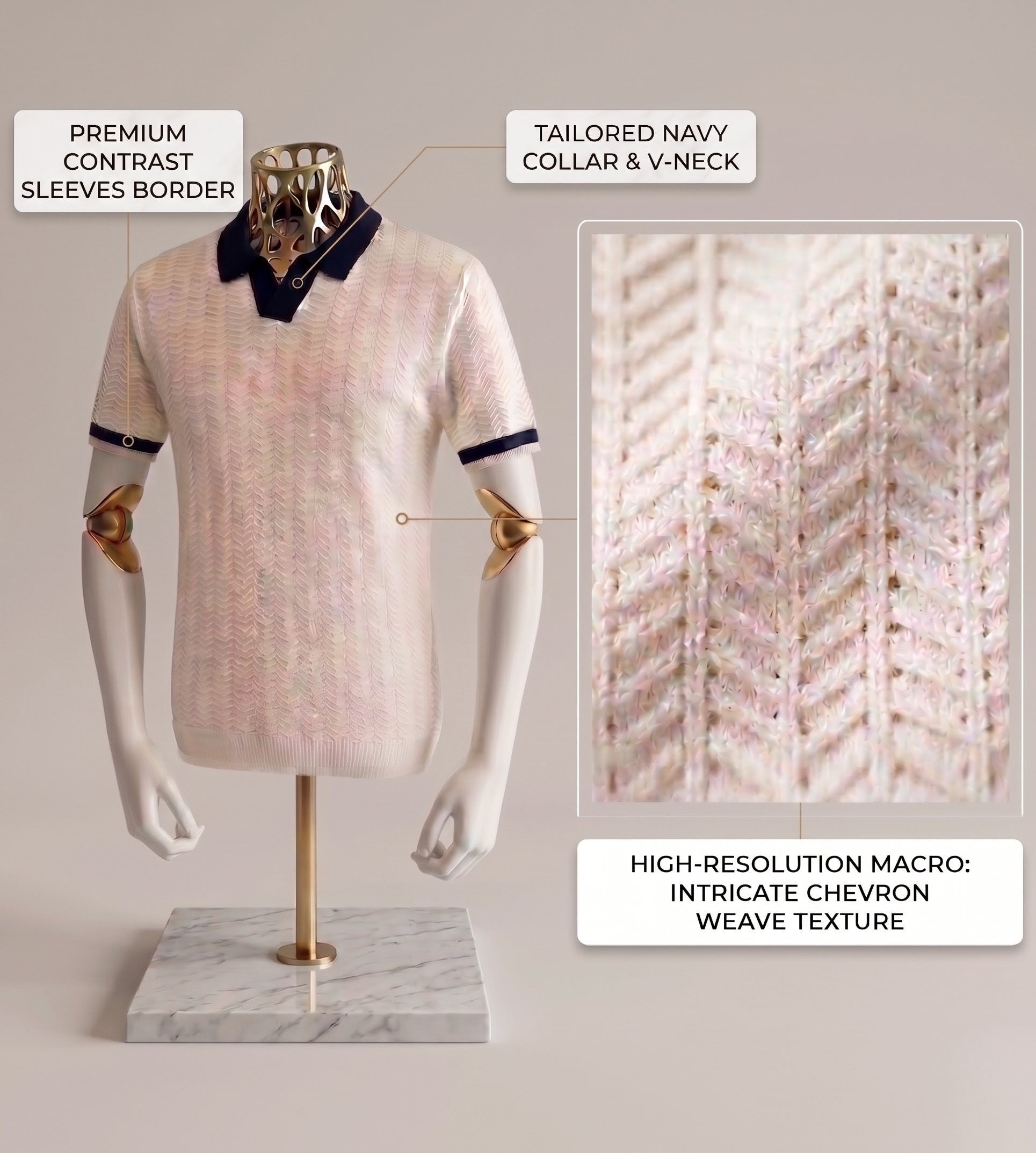 White Aura Knit Polo by Emporeo