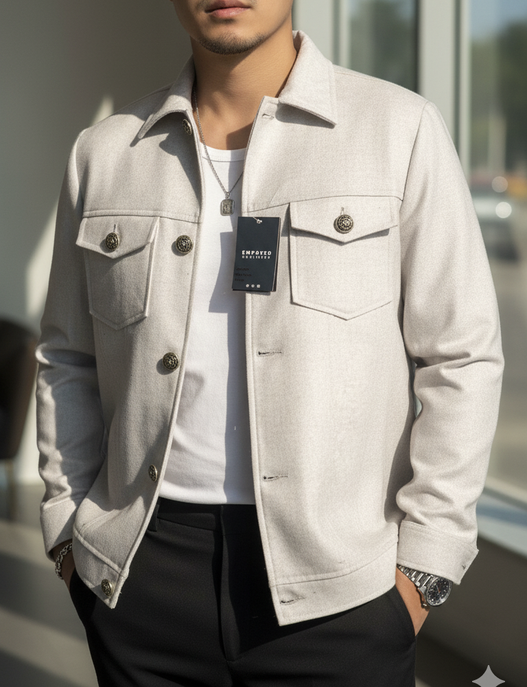 Beige Urban Tweed Jacket by Emporeo