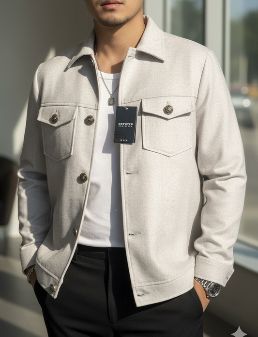 Beige Urban Tweed Jacket by Emporeo