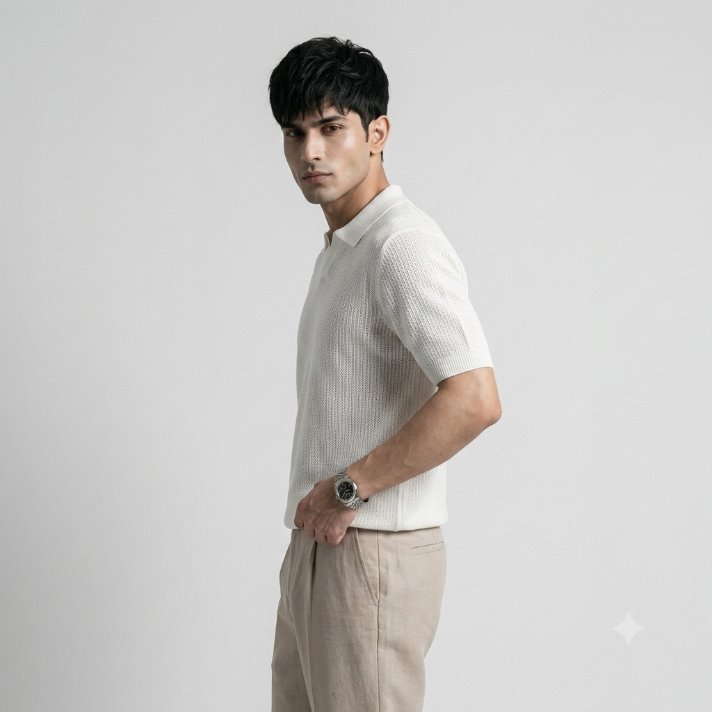 White Royal Knit Polo by Emporeo
