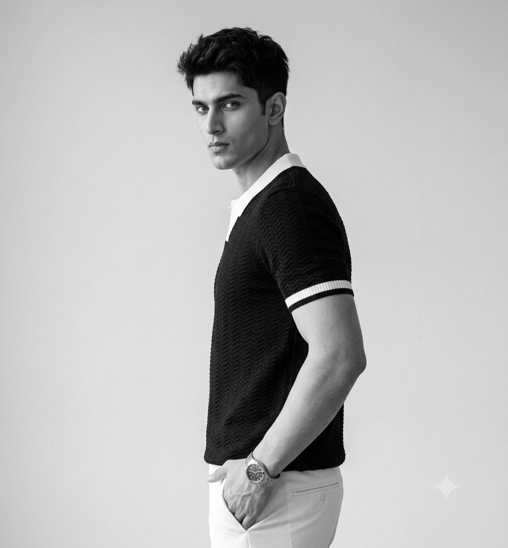 Black Aura Knit Polo by Emporeo