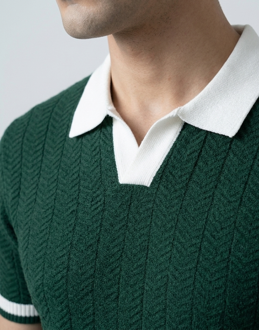 Green Aura Knit Polo by Emporeo