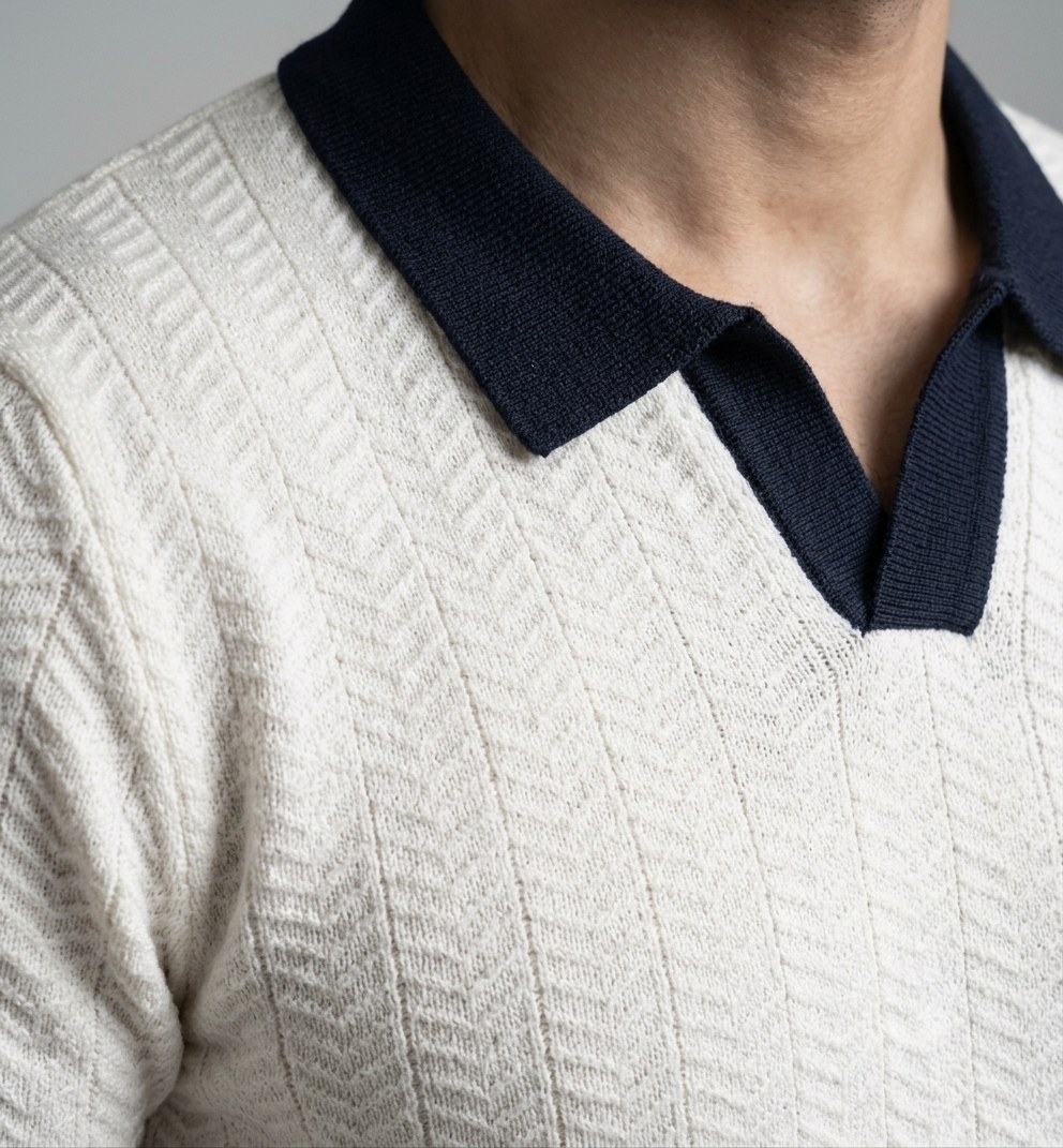 White Aura Knit Polo by Emporeo