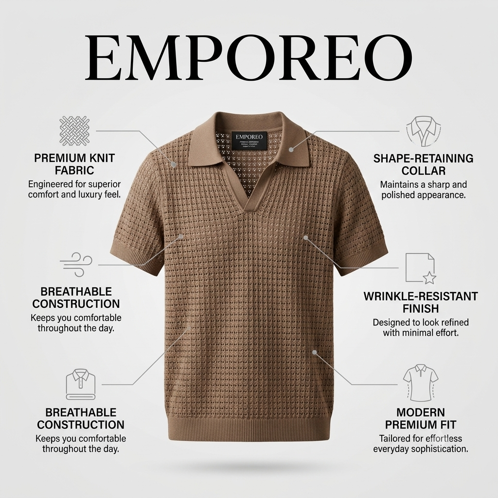 Brown Weave Knit Polo by Emporeo
