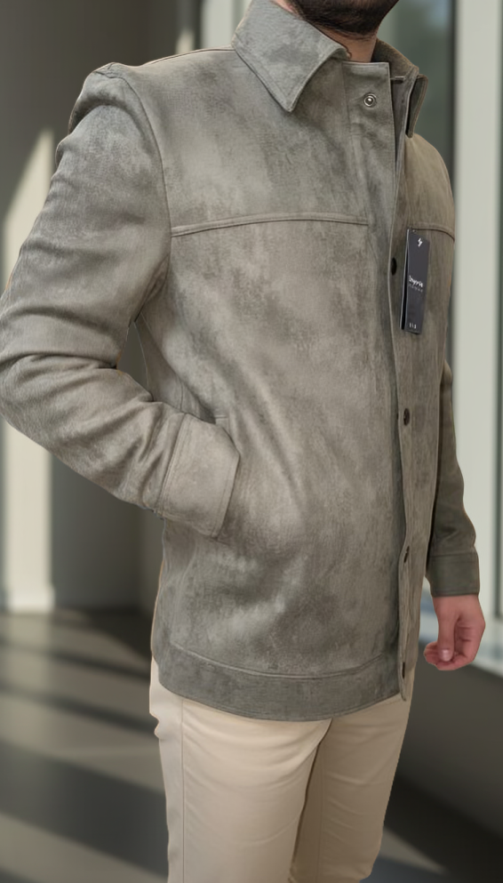 Olive Green Maverick Suede Jacket by Emporeo