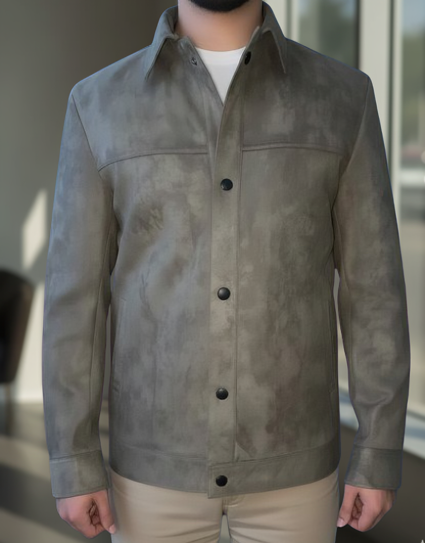 Olive Green Maverick Suede Jacket by Emporeo