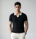 Black Aura Knit Polo by Emporeo