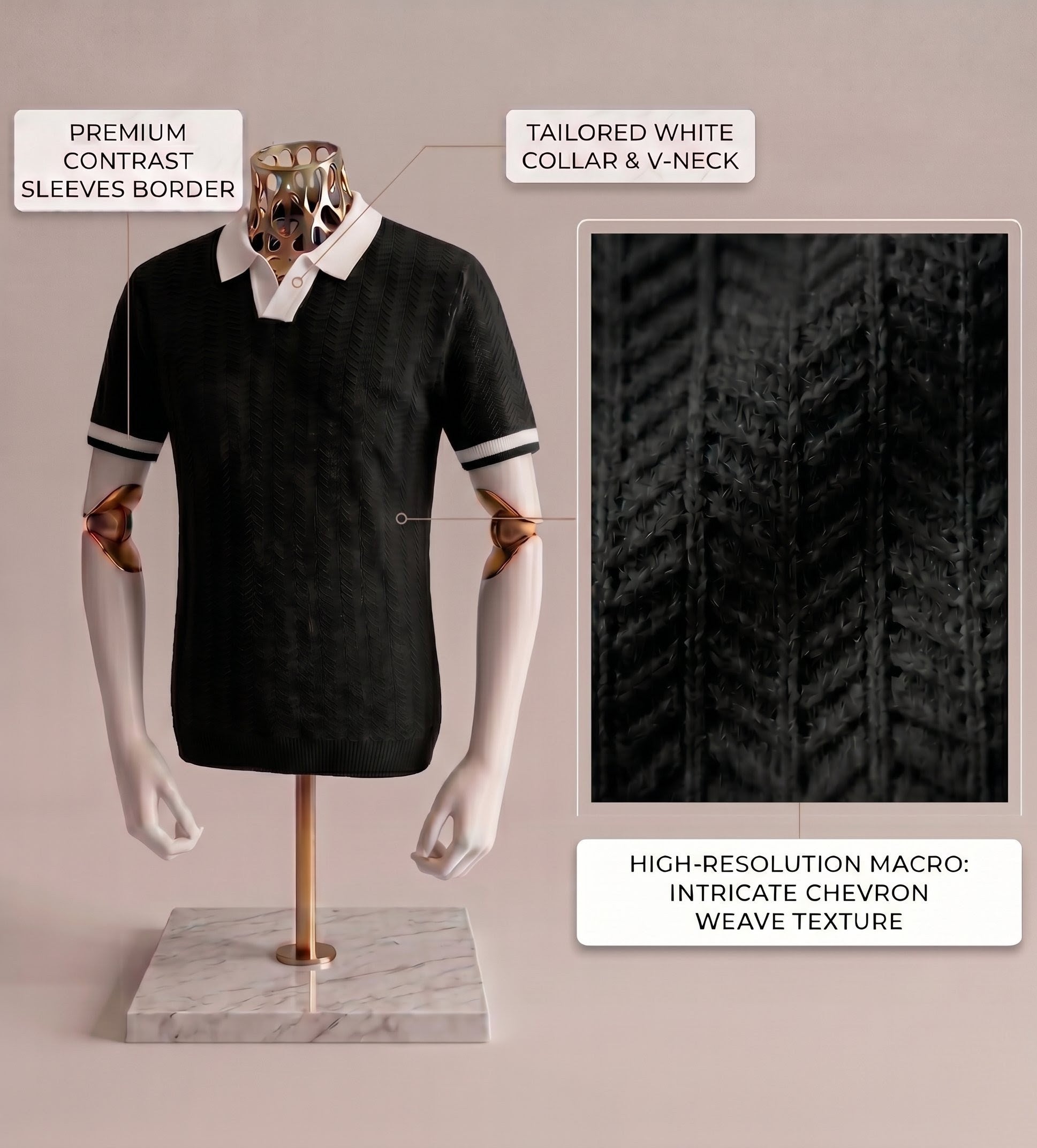 Black Aura Knit Polo by Emporeo