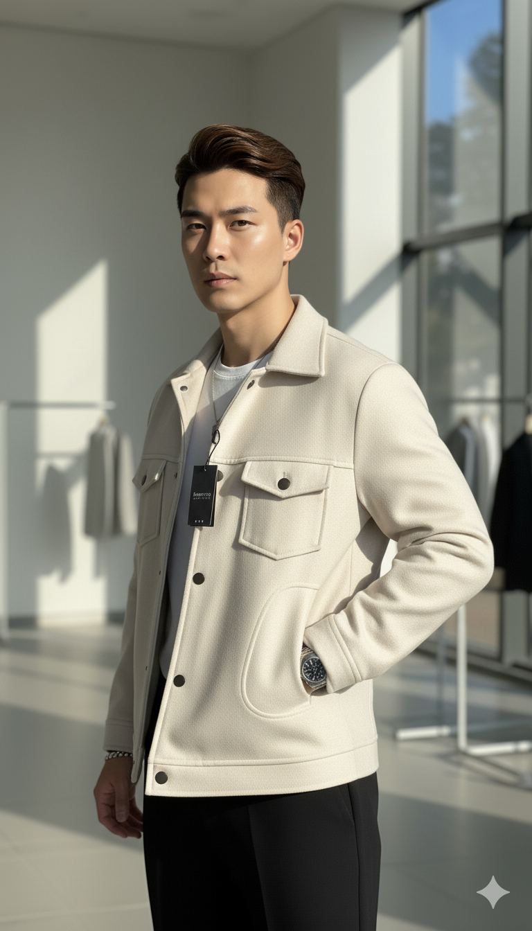 Beige Urban Tweed Jacket by Emporeo